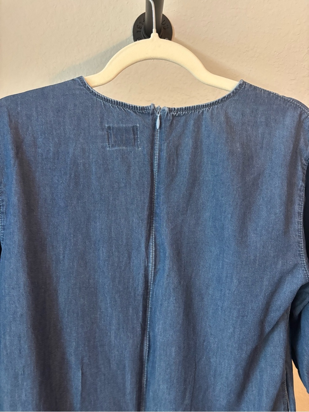 ASOS Blue Denim Floral Embroidered Quarter-sleeve Mini Dress Size Small - Picture 8 of 9